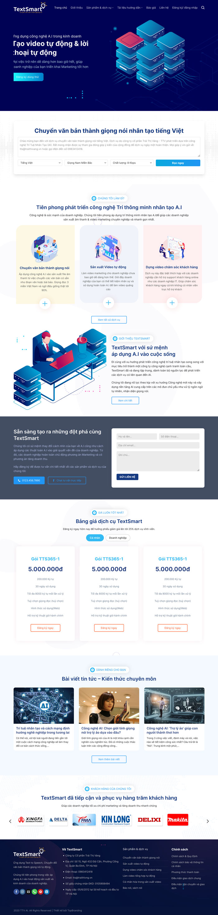 Ảnh chụp toàn trang giao diện website giới thiệu dịch vụ D1805