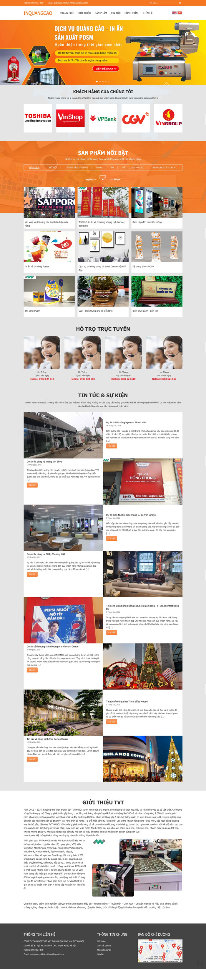 Ảnh chụp toàn trang giao diện website in ấn quảng cáo D1807