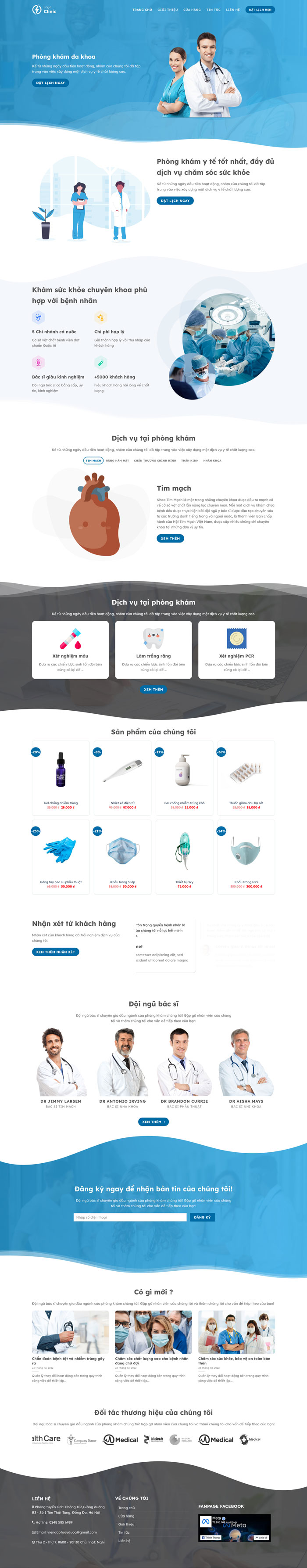 Ảnh chụp toàn trang giao diện website phòng khám đa khoa D1811