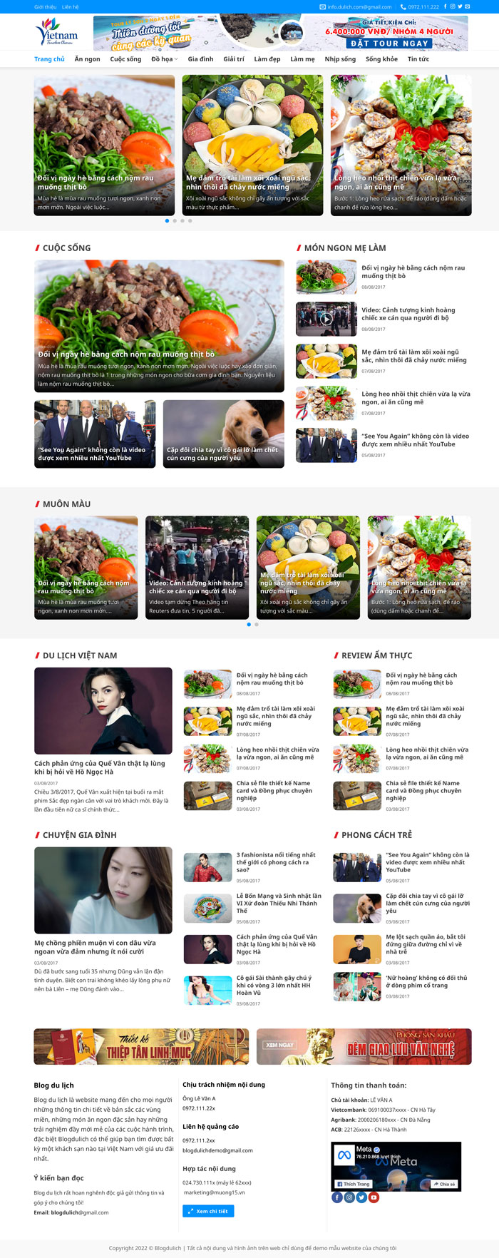 Ảnh chụp toàn trang giao diện website tin tức D1825