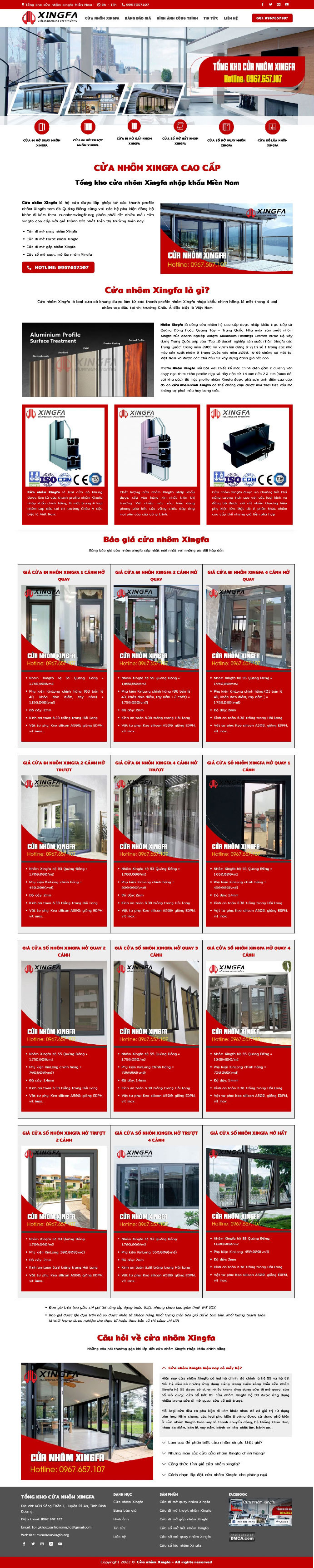 Ảnh chụp toàn trang giao diện website công ty nhôm kính D1859