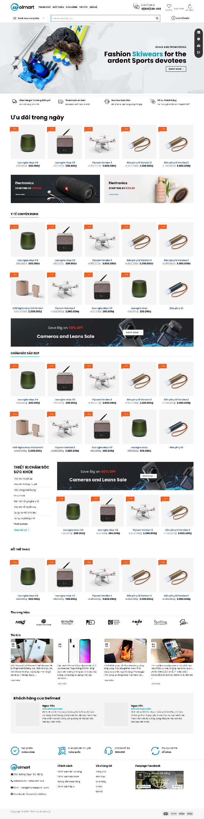 Ảnh chụp toàn trang giao diện website bán đồ công nghệ H1285