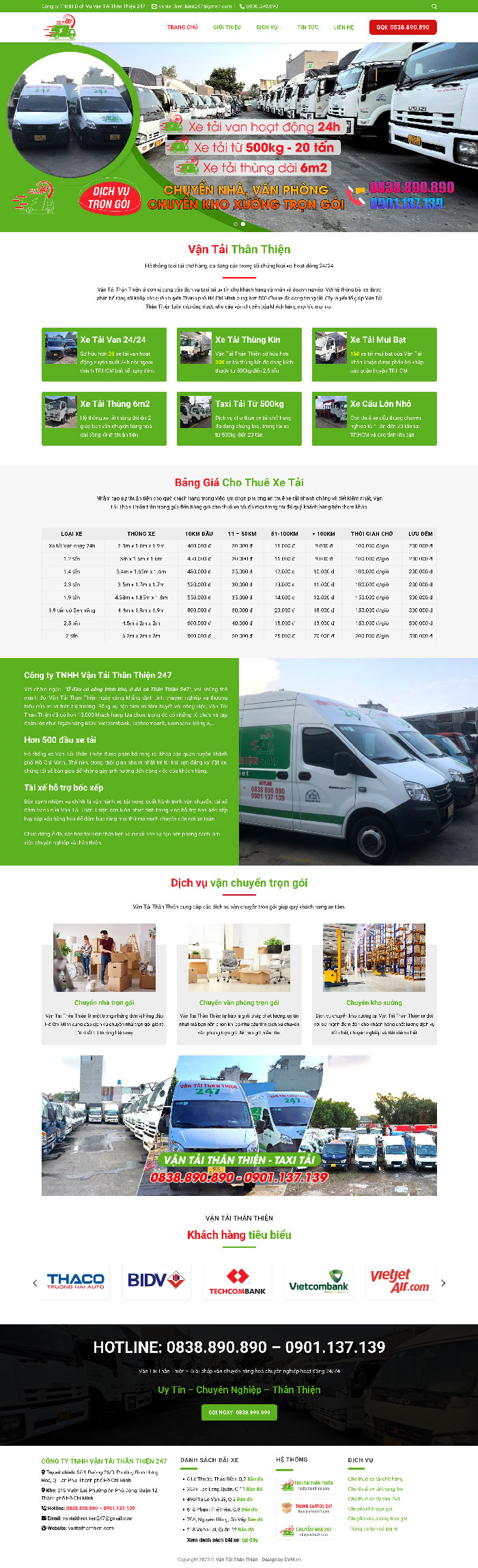 Ảnh chụp toàn trang giao diện website công ty vận tải D2863