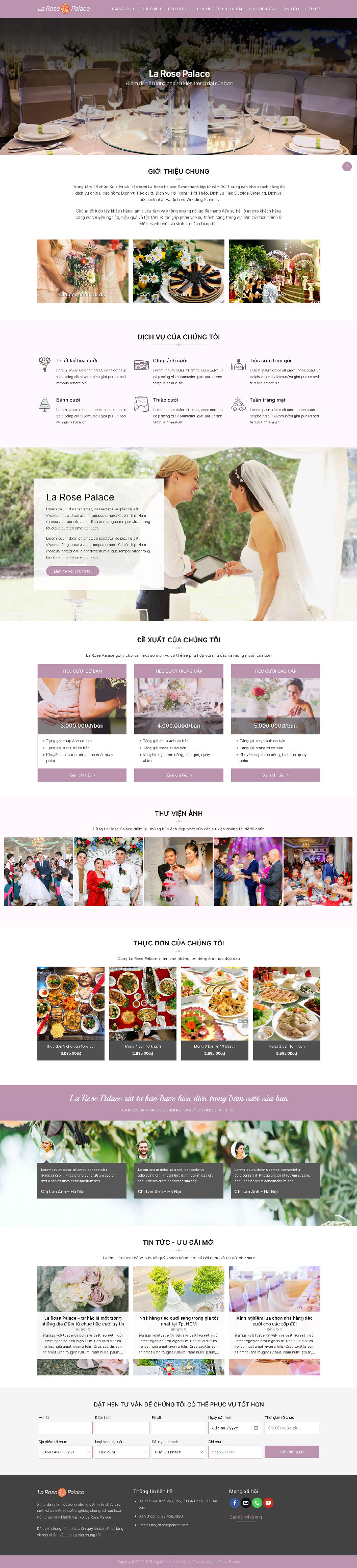 Ảnh chụp toàn trang giao diện website nhà hàng tiệc cưới D2861