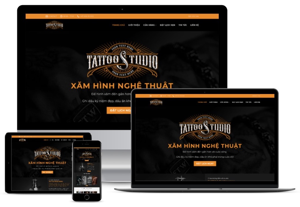 Giao diện website dịch vụ xăm hình Tattoo D2865