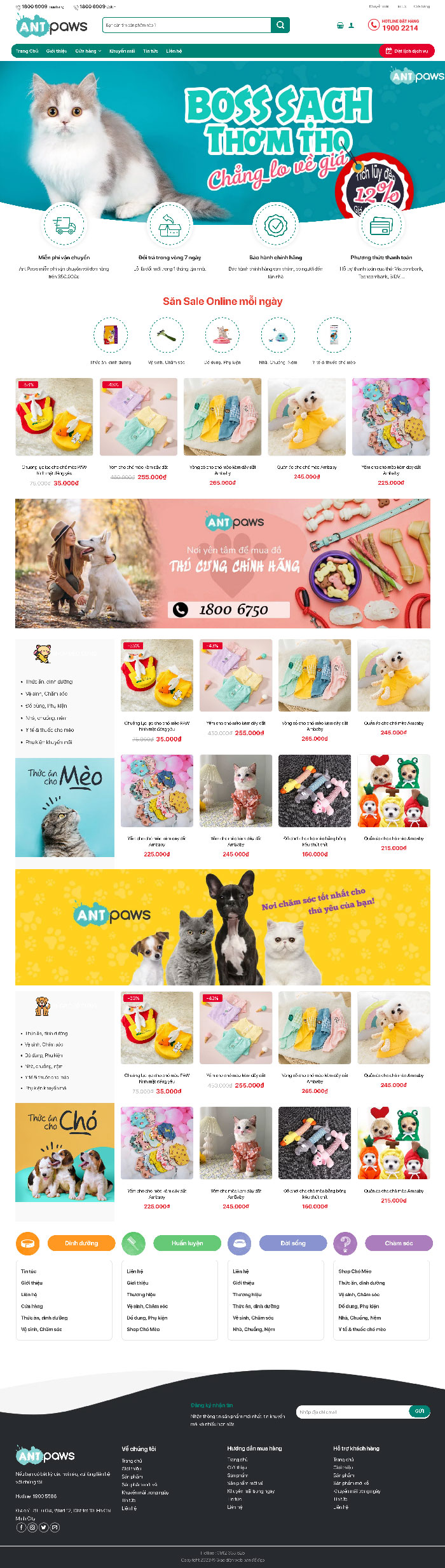 Ảnh chụp toàn trang giao diện web bán đồ cho thú cưng H1293
