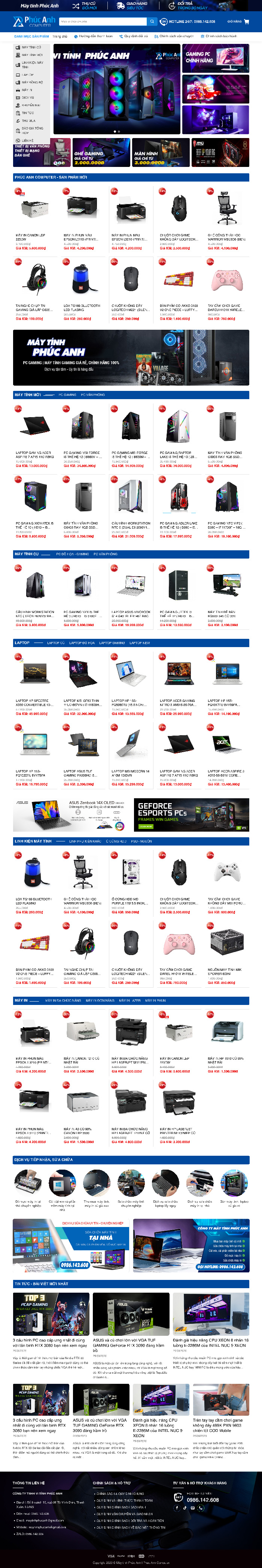 Ảnh chụp toàn trang giao diện website bán máy tính H1295