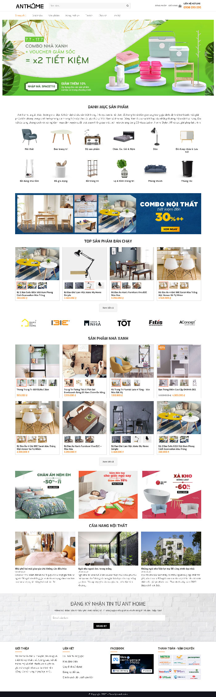Ảnh chụp toàn trang giao diện website bán nội thất H1298