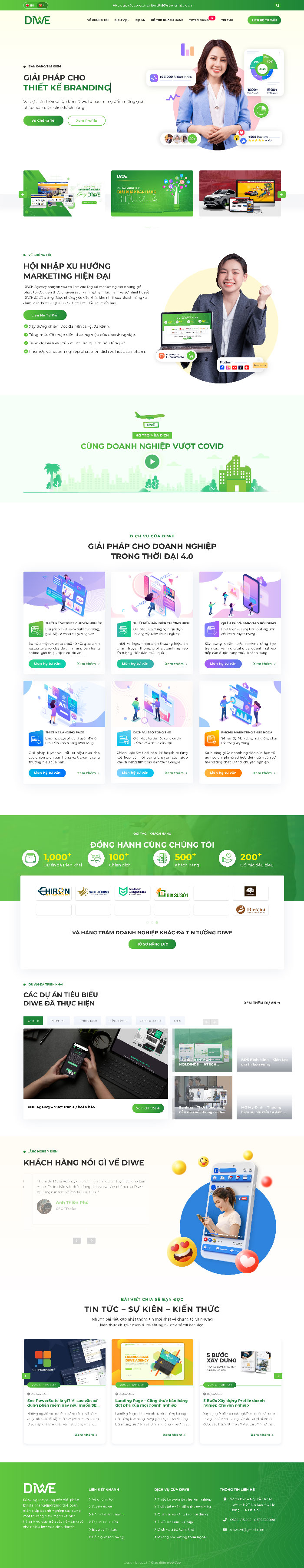 Ảnh chụp toàn trang giao diện website công ty marketing D2869