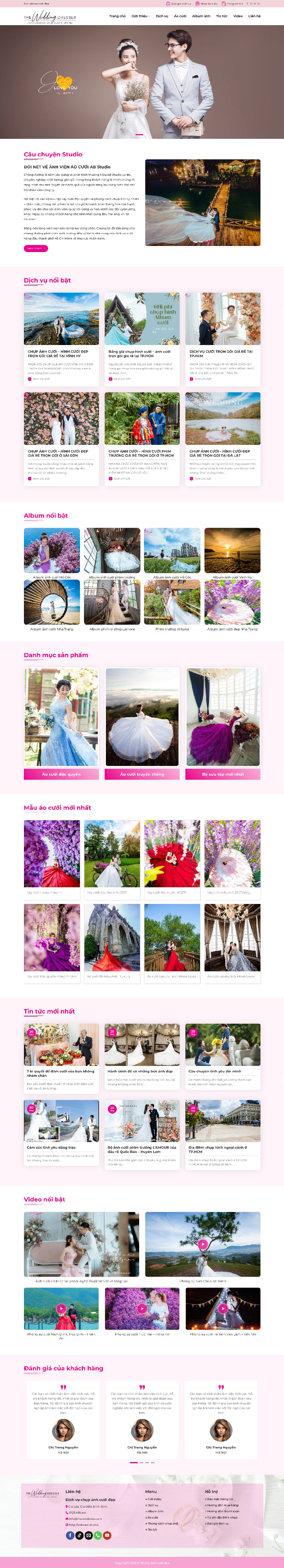Ảnh chụp toàn trang giao diện website dịch vụ cưới hỏi D2866