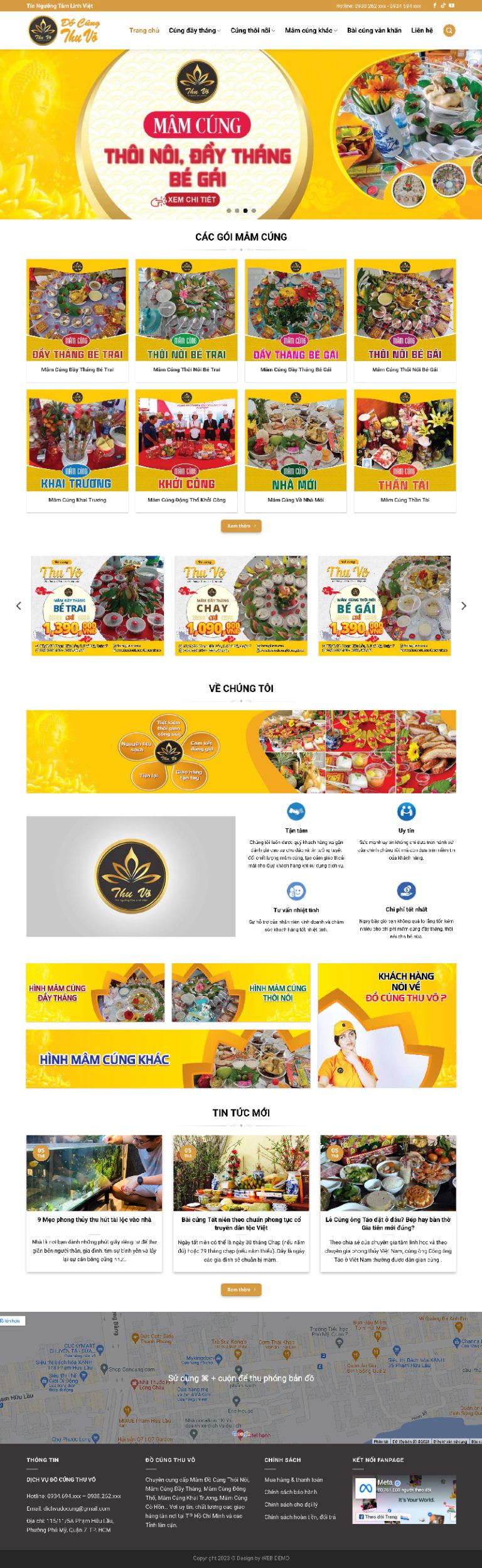 Ảnh chụp toàn trang giao diện website bán đồ cúng H1313