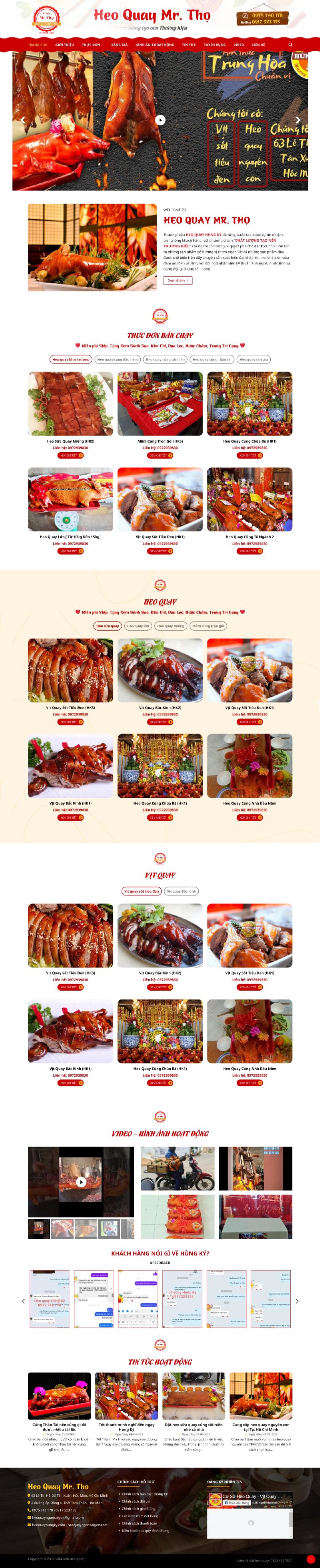 Ảnh chụp toàn trang giao diện website bán heo quay, vịt quay H1311