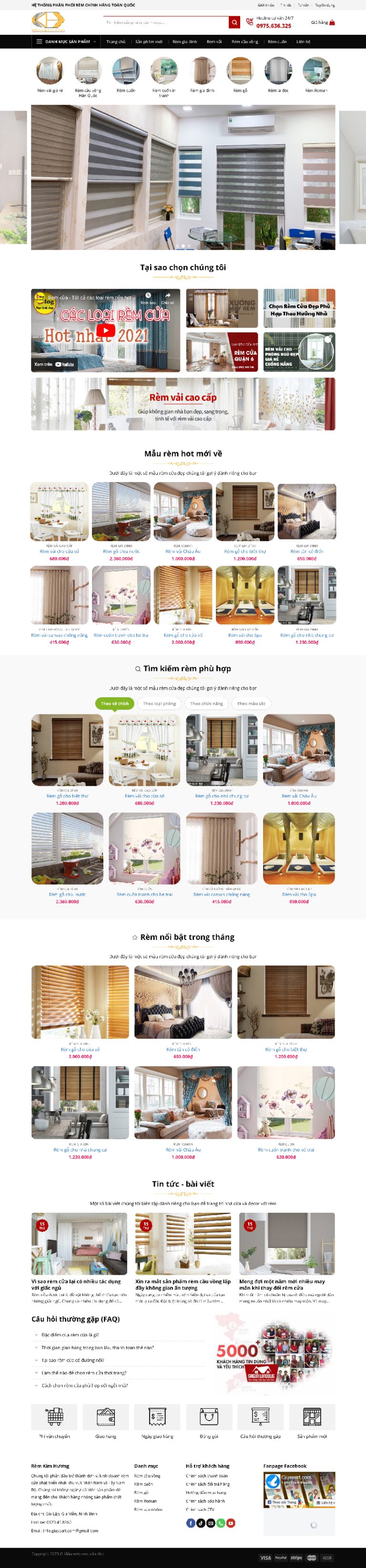 Ảnh chụp toàn trang giao diện website bán rèm cửa đẹp H1307