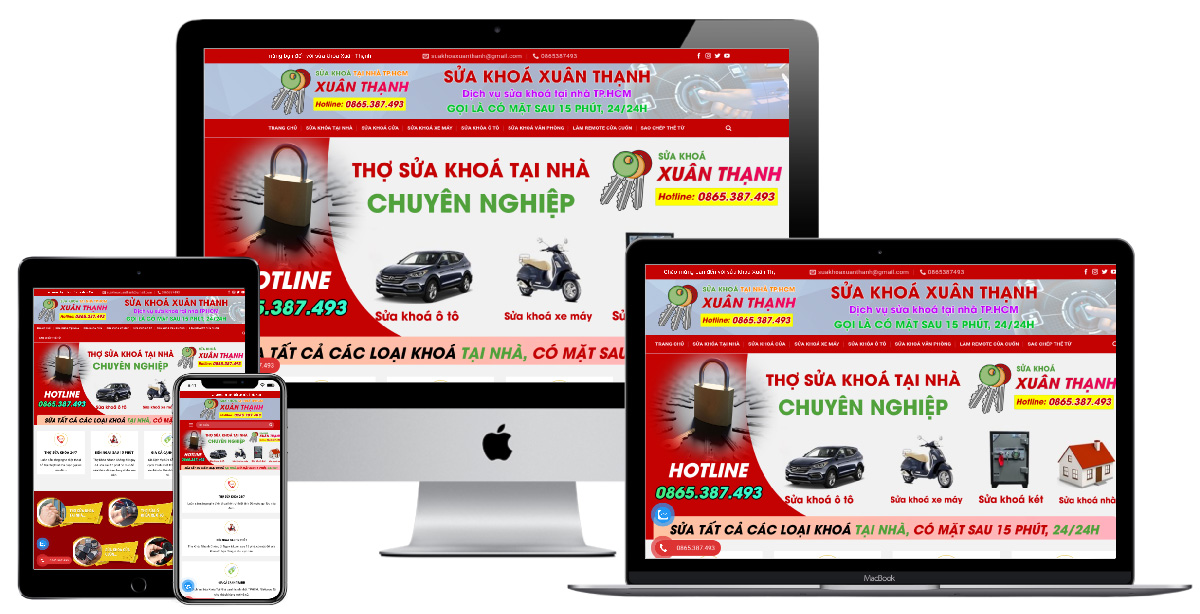 Giao diện website dịch vụ sửa khoá D2874