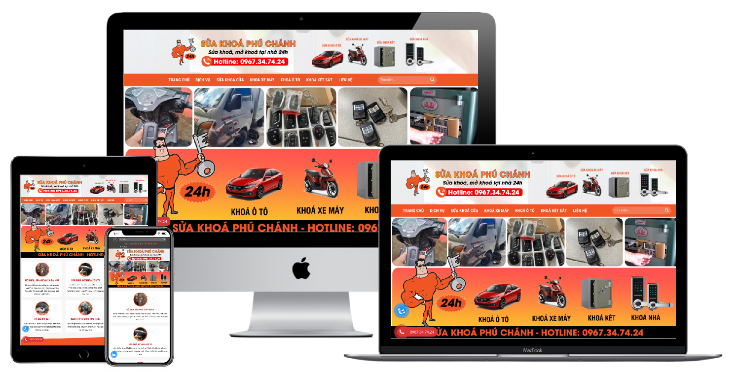 Giao diện website sửa khoá mở khoá D2875