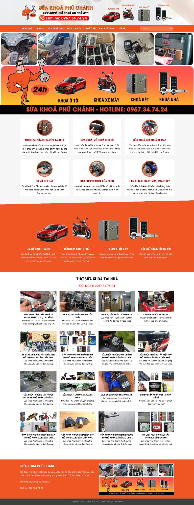 Ảnh chụp toàn trang giao diện website sửa khoá mở khoá D2875