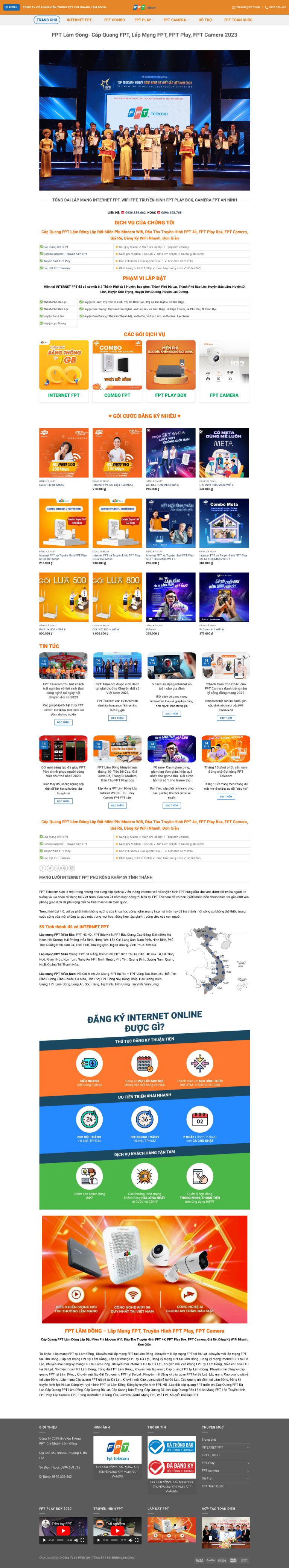 Ảnh chụp toàn trang giao diện website lắp đặt mạng FPT D2878