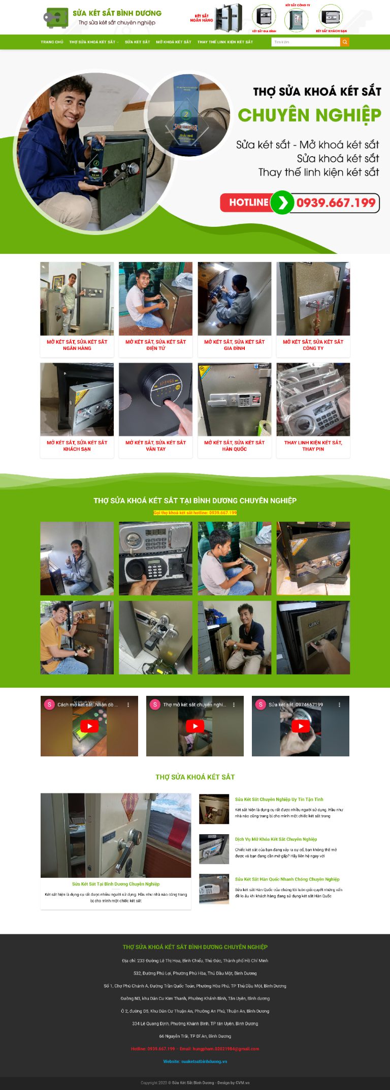 Ảnh chụp toàn trang giao diện website sửa két sắt tại nhà D2879