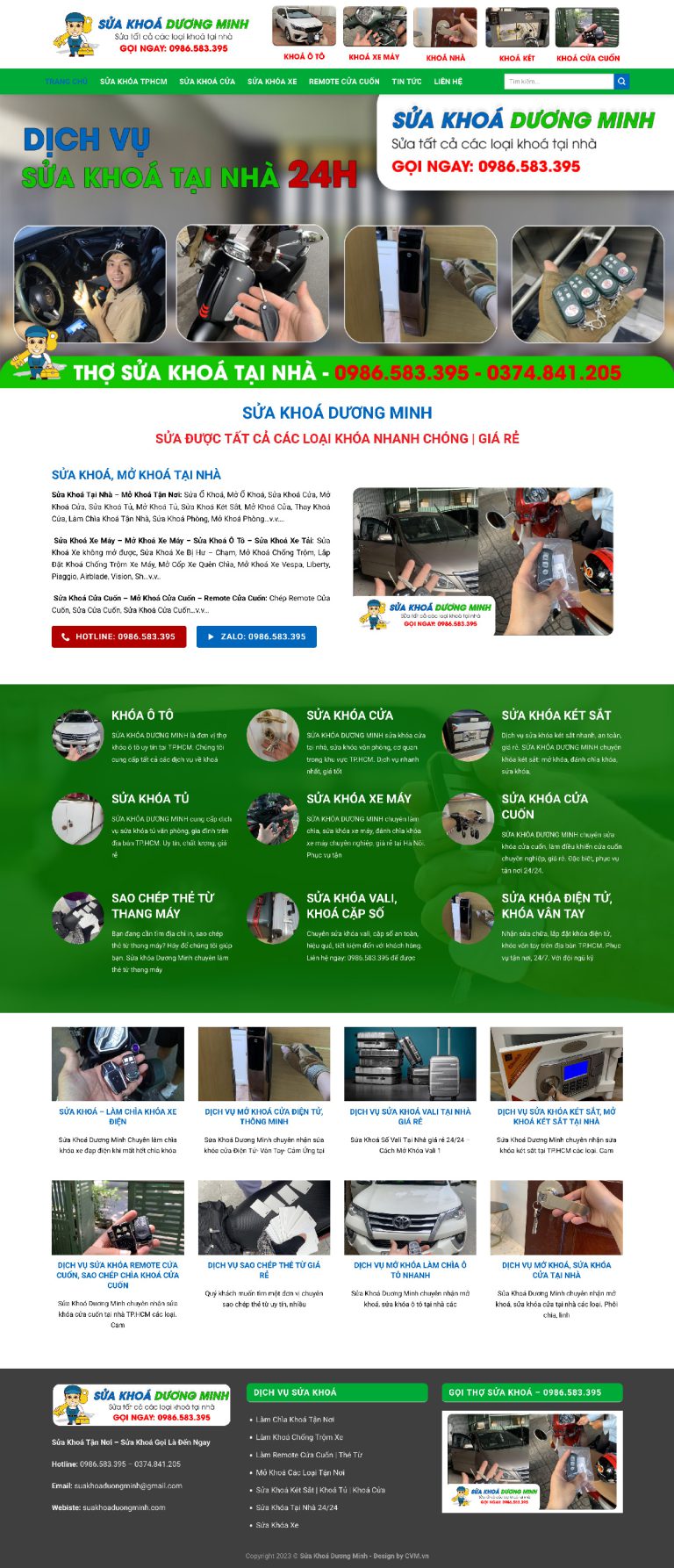Ảnh chụp toàn trang giao diện website sửa khoá tại nhà D2880