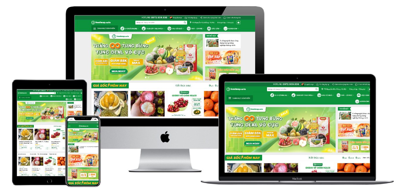 Giao diện website bán rau quả thực phẩm H1322