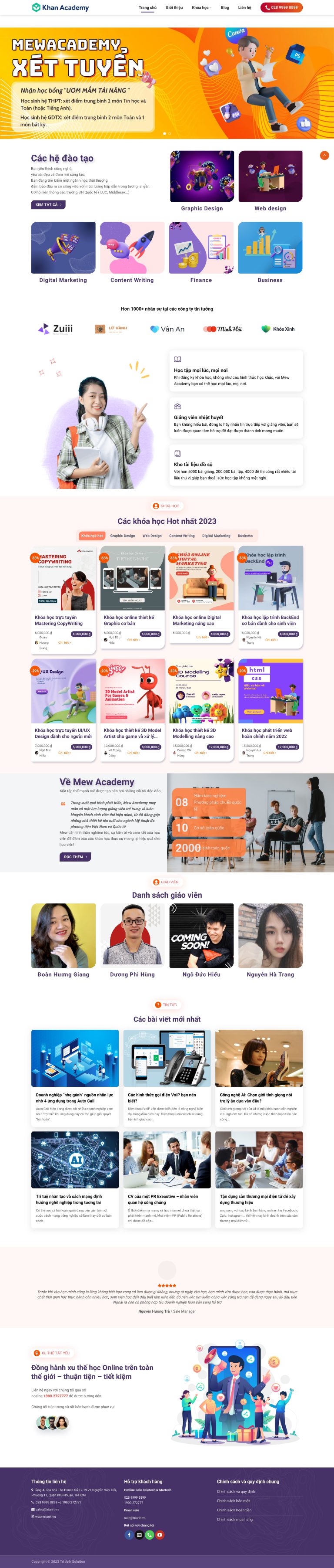 Ảnh chụp toàn trang giao diện website bán khoá học H1323