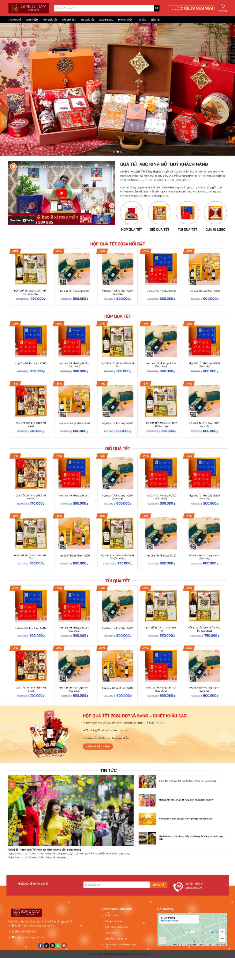 Ảnh chụp toàn trang giao diện website bán quà tết H1319