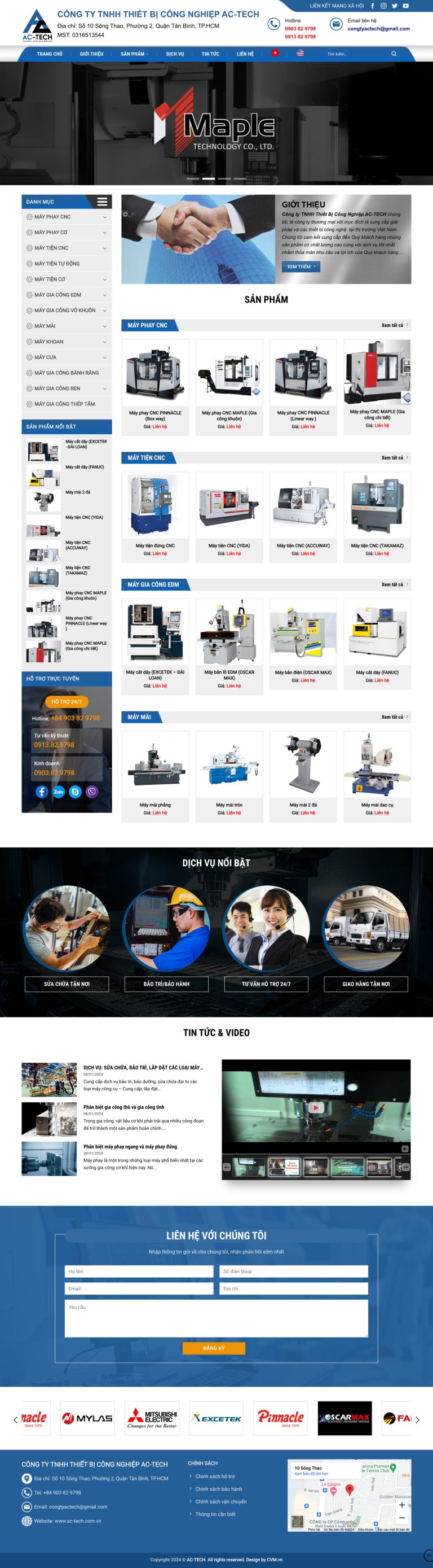 Ảnh chụp toàn trang giao diện website bán thiết bị máy móc D2887