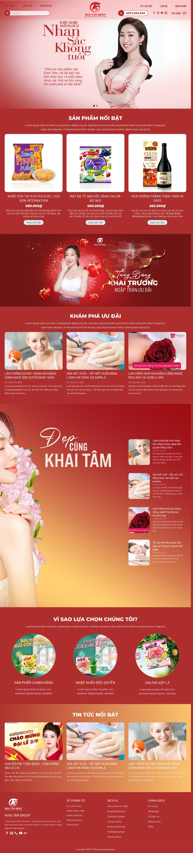 Ảnh chụp toàn trang giao diện website spa thẩm mỹ viện D2883