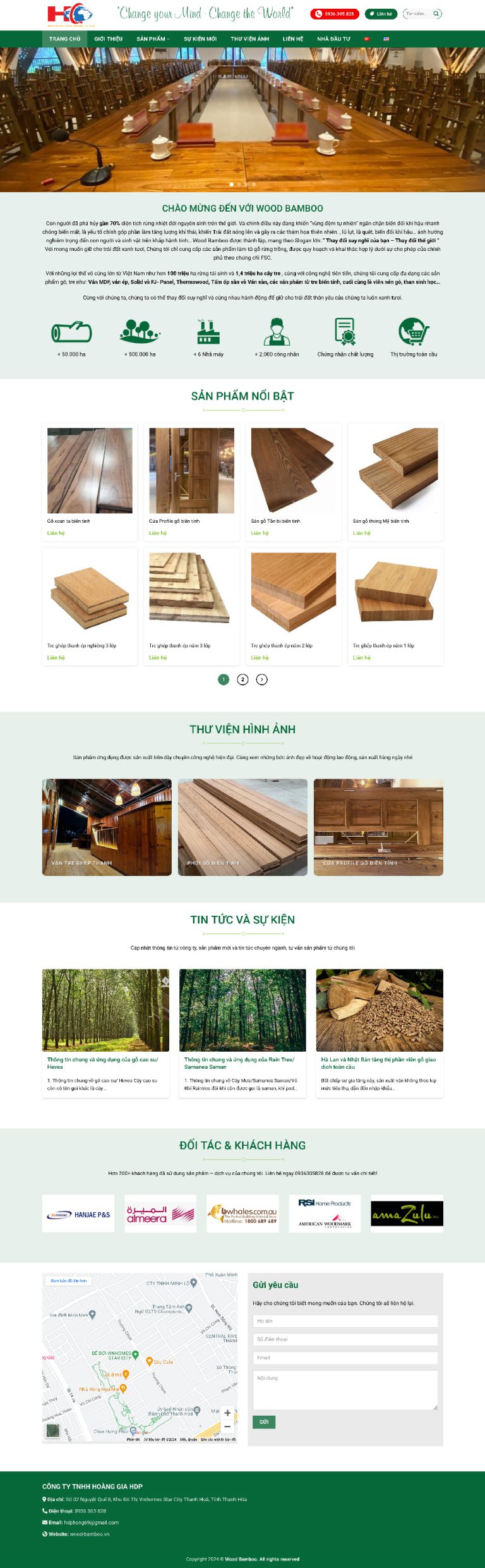 Ảnh chụp toàn trang giao diện website công ty về gỗ, tre D2890
