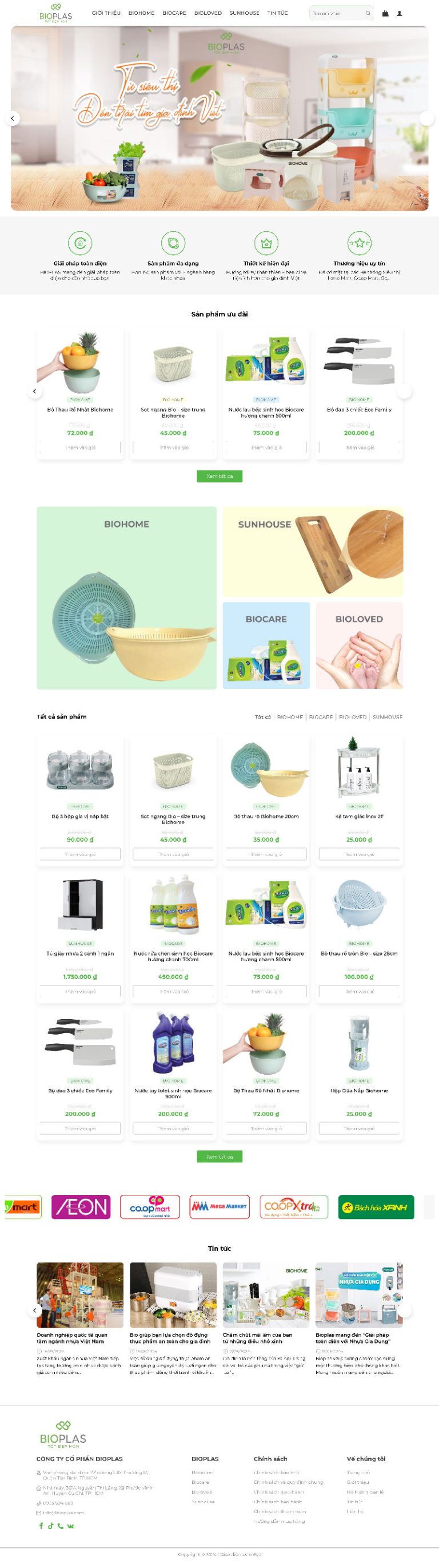Ảnh chụp toàn trang giao diện web bán đồ gia dụng H1333
