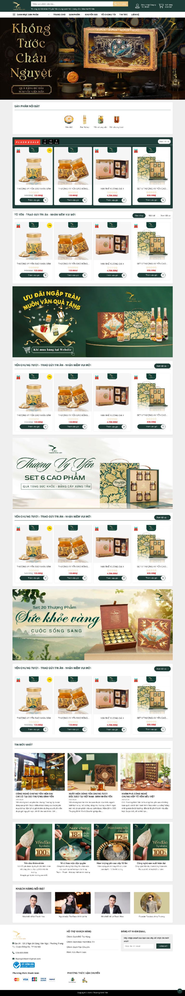 Ảnh chụp toàn trang giao diện web bán tổ yến H1328
