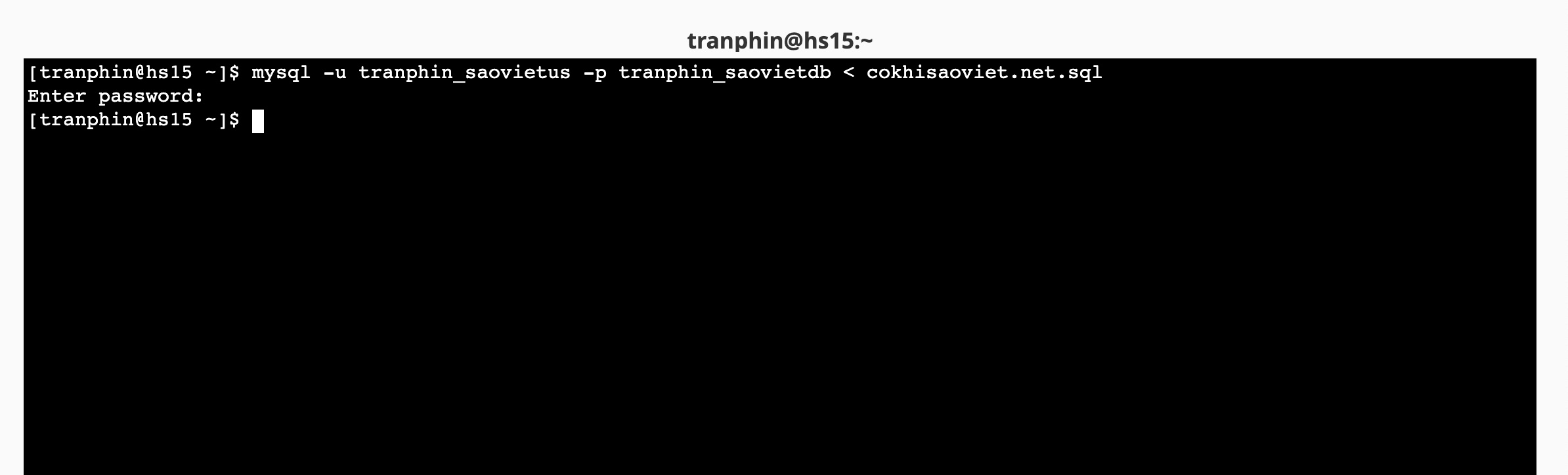 import file database tren cpanel