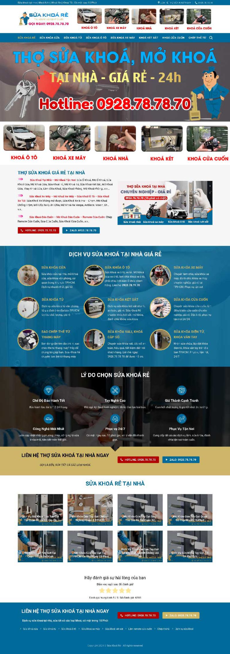 Ảnh chụp toàn trang giao diện website thợ sửa khoá tại nhà D2892