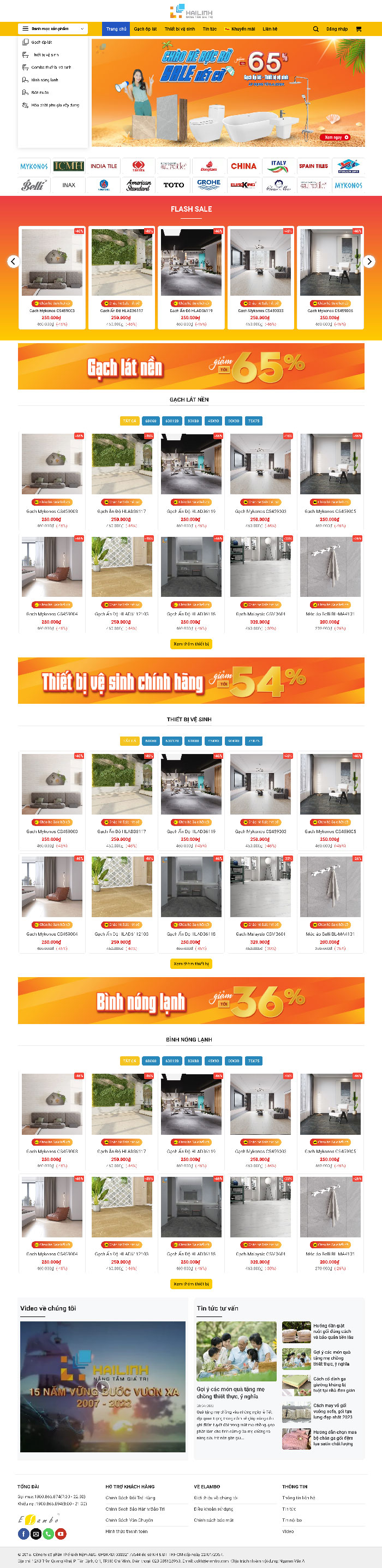 Ảnh chụp toàn trang giao diện website bán gạch ốp lát H1339