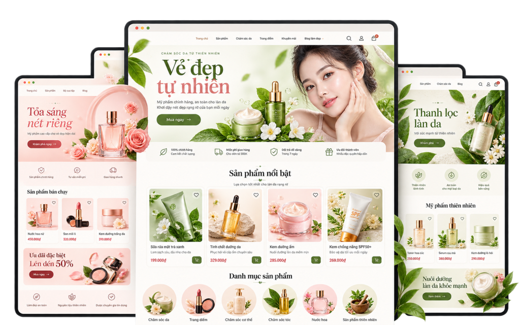 Mẫu website bán mỹ phẩm làm trên WordPress, do CVM thiết kế