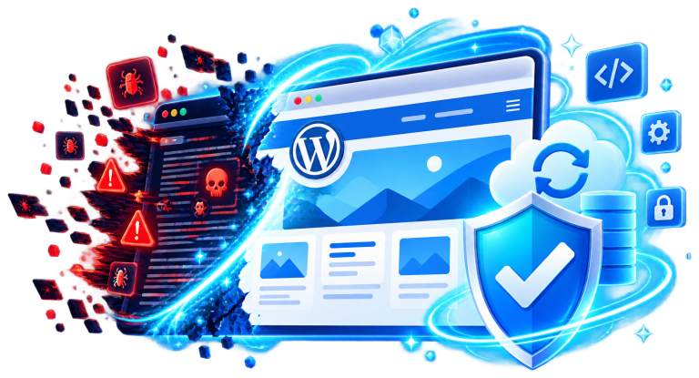 Minh hoạ xử lý mã độc WordPress: mã độc bị quét sạch, website được bảo vệ, sao lưu và khôi phục