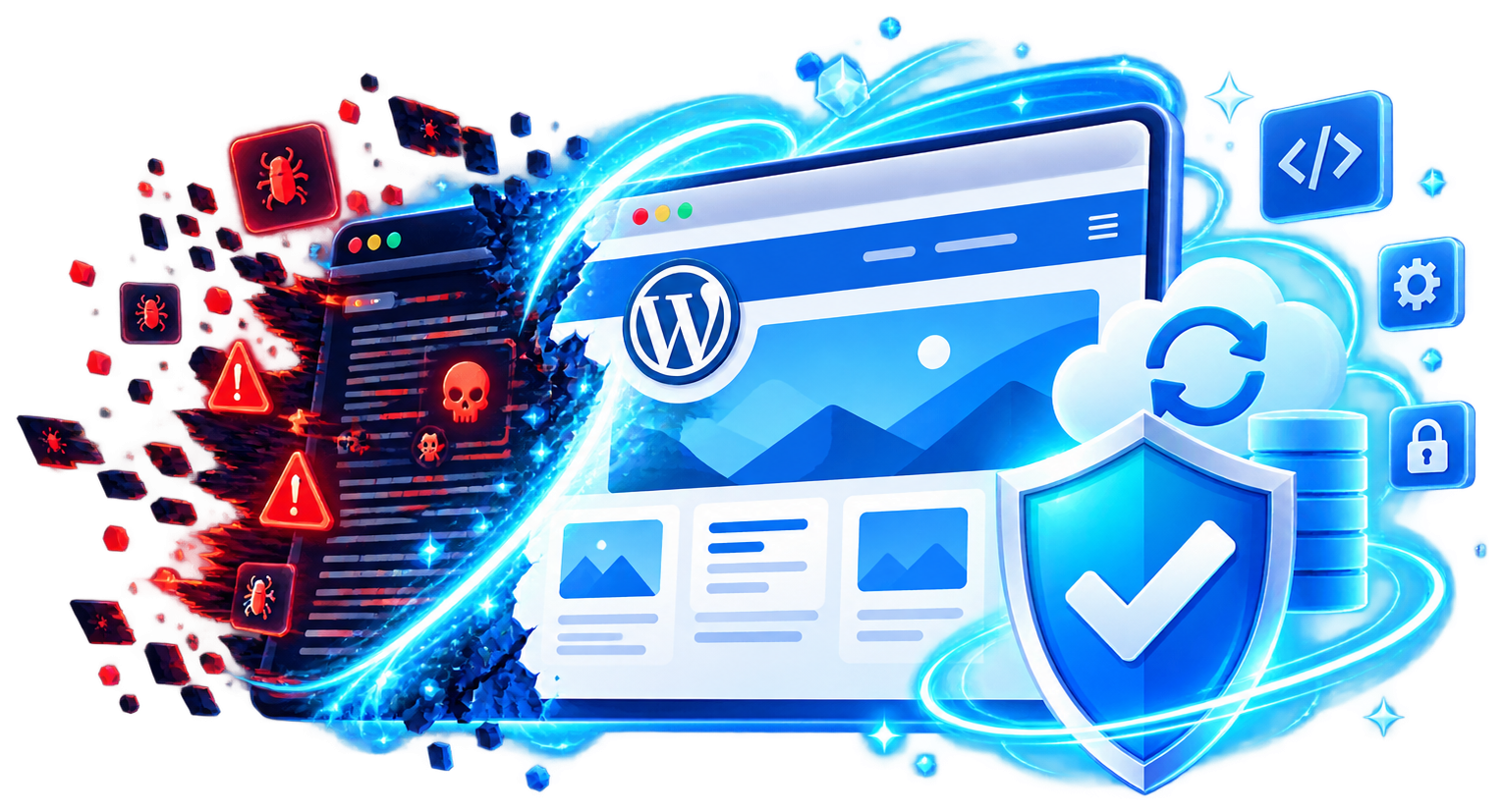 Minh hoạ xử lý mã độc WordPress: mã độc bị quét sạch, website được bảo vệ, sao lưu và khôi phục