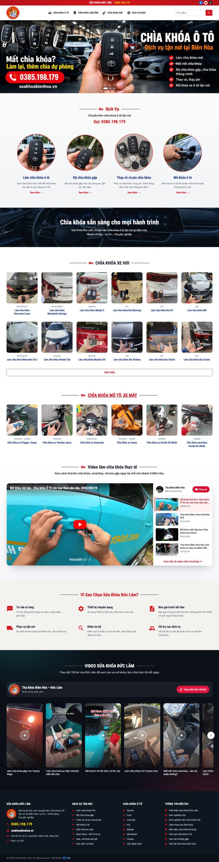 Ảnh chụp toàn trang giao diện website làm chìa khoá ô tô D2895
