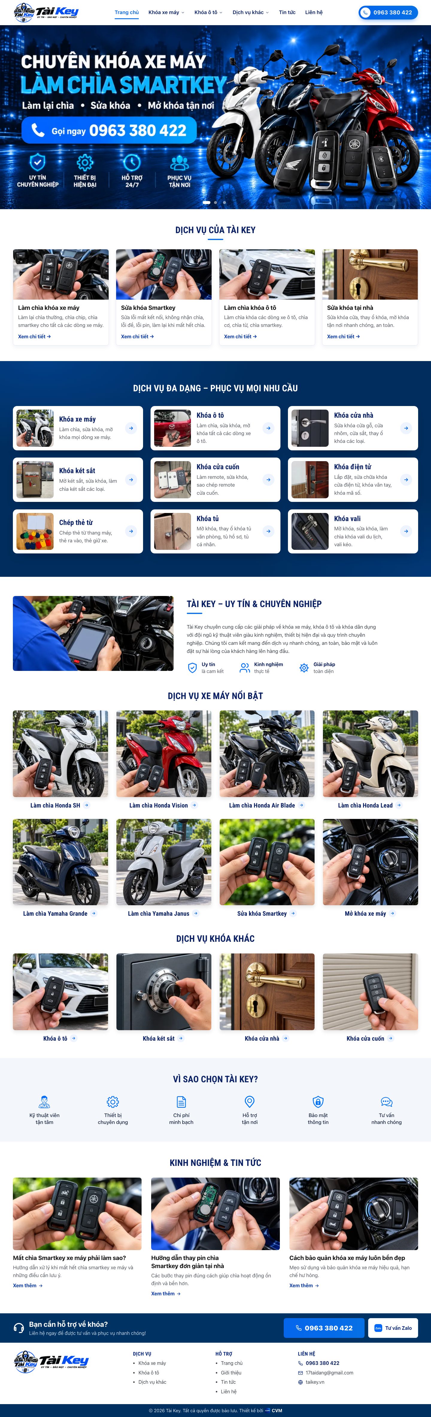 Ảnh chụp trọn trang chủ website taikey.vn