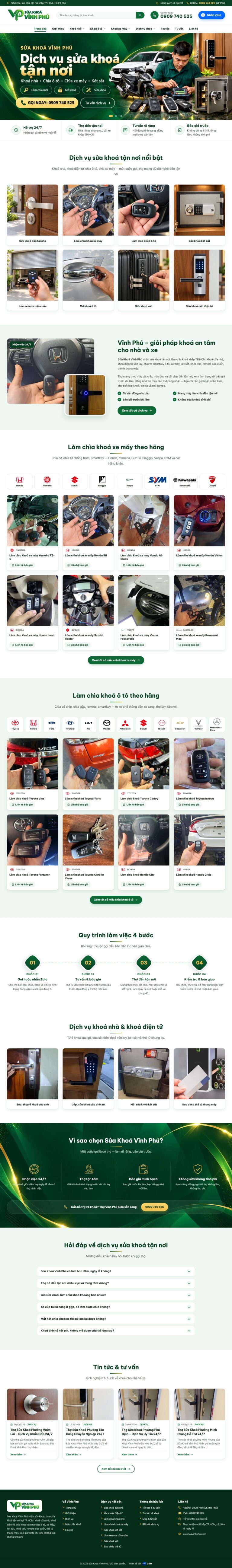 Ảnh chụp toàn trang giao diện website sửa khoá tận nơi, làm chìa D2898